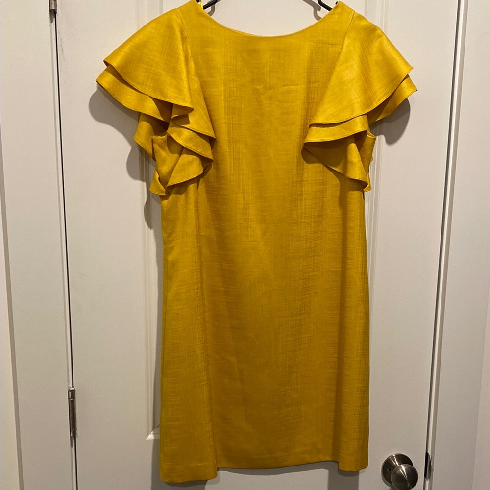 Elegant Yellow Ruffle Sleeve Dress